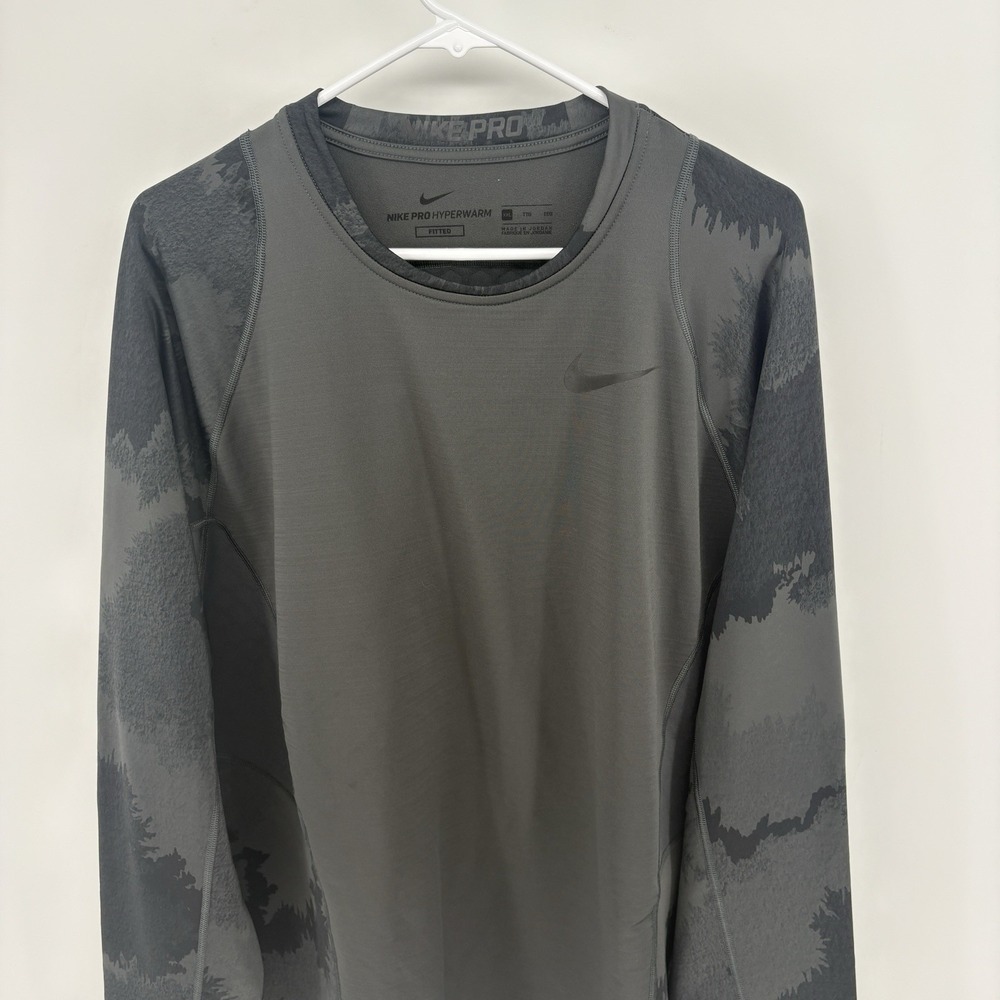 Nike Pro Hyperwarm Shirt Men‎ XXL Gray Fitted Camo Sleeve Dri-Fit Performance